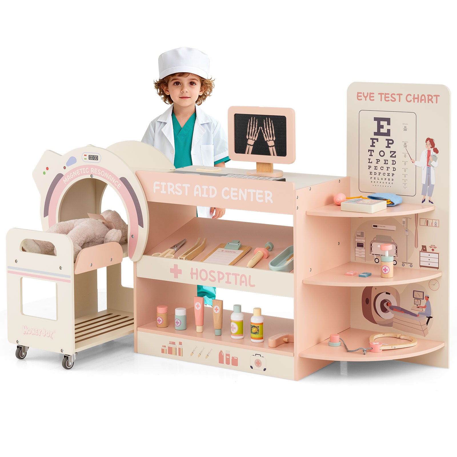 Kids Doctor Play Set, Wooden Hospital Office Kit, Pink Play Kitchen Sets Pink at Gallery Canada