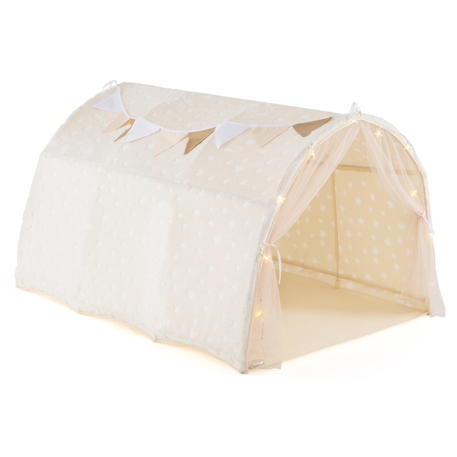 Kids Dream Bed Tent, Twin Bunk Bed, Glow Dark Stars, Lights, Beige Play Tents & Playhouse at Gallery Canada