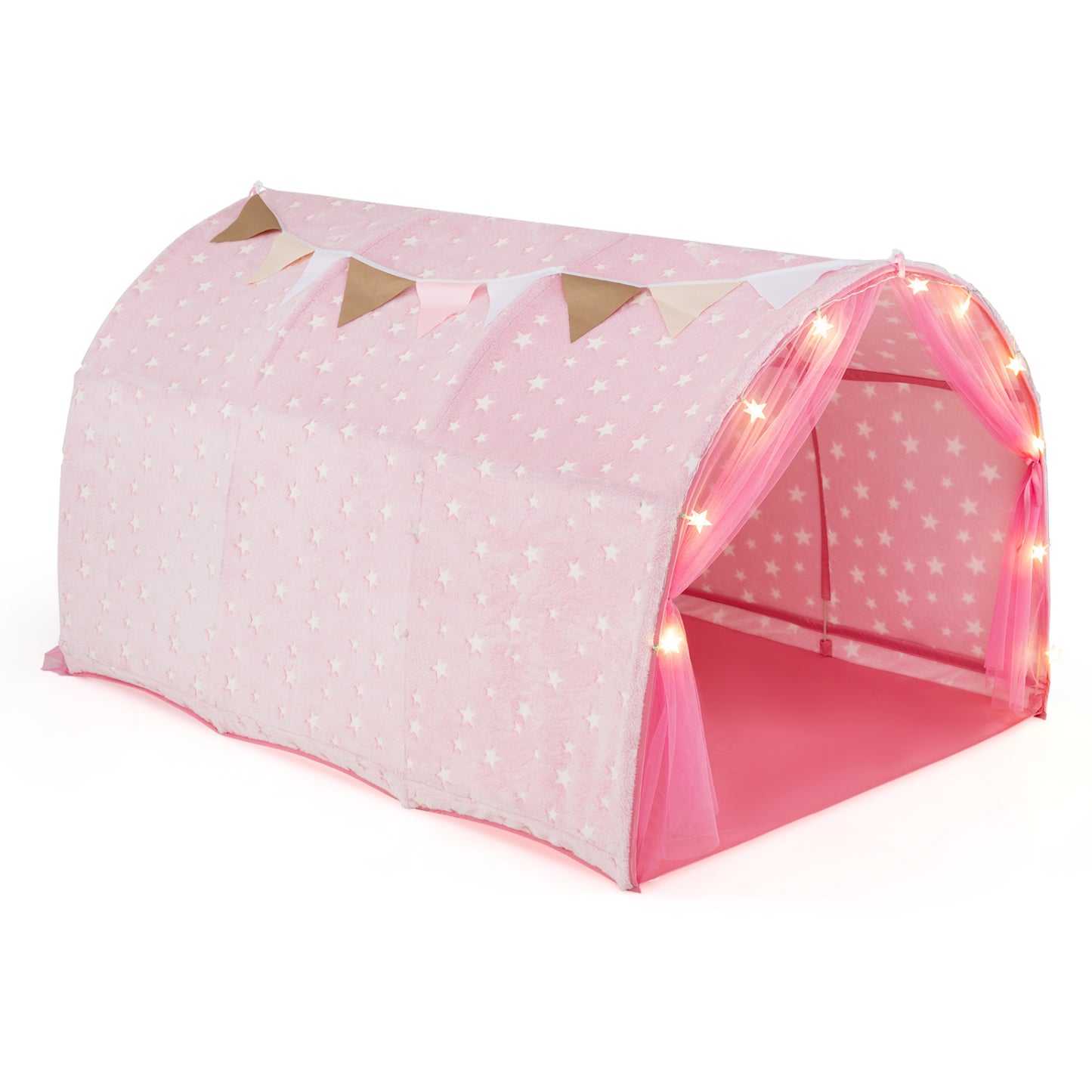 Kids Dream Bed Tent, Twin Size, Glow In The Dark Stars, Pink Play Tents & Playhouse at Gallery Canada