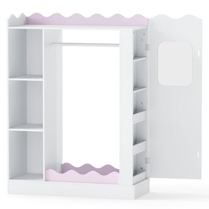 Kids Dress Up Storage with Mirrors and Hanging Rack and Shelves for Bedroom, White & Pink Kids Storage at Gallery Canada