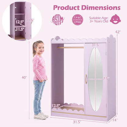 Kids Dress Up Storage with Mirror Door Cabinet, Pink Kids Storage at Gallery Canada