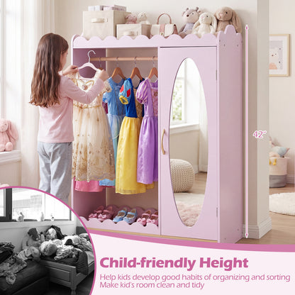 Kids Dress Up Storage with Mirror Door Cabinet, Pink Kids Storage at Gallery Canada