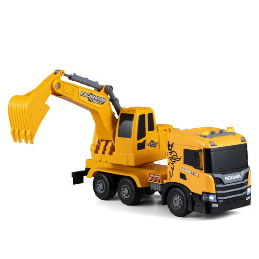 Kids Excavator Truck Toy, Adjustable Arm, Rotating Cab, Yellow Pretend Toys Yellow at Gallery Canada