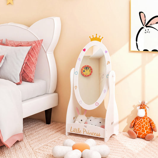 Full Length Mirror For Kids, 360 Rotatable, White Kids Vanities White at Gallery Canada