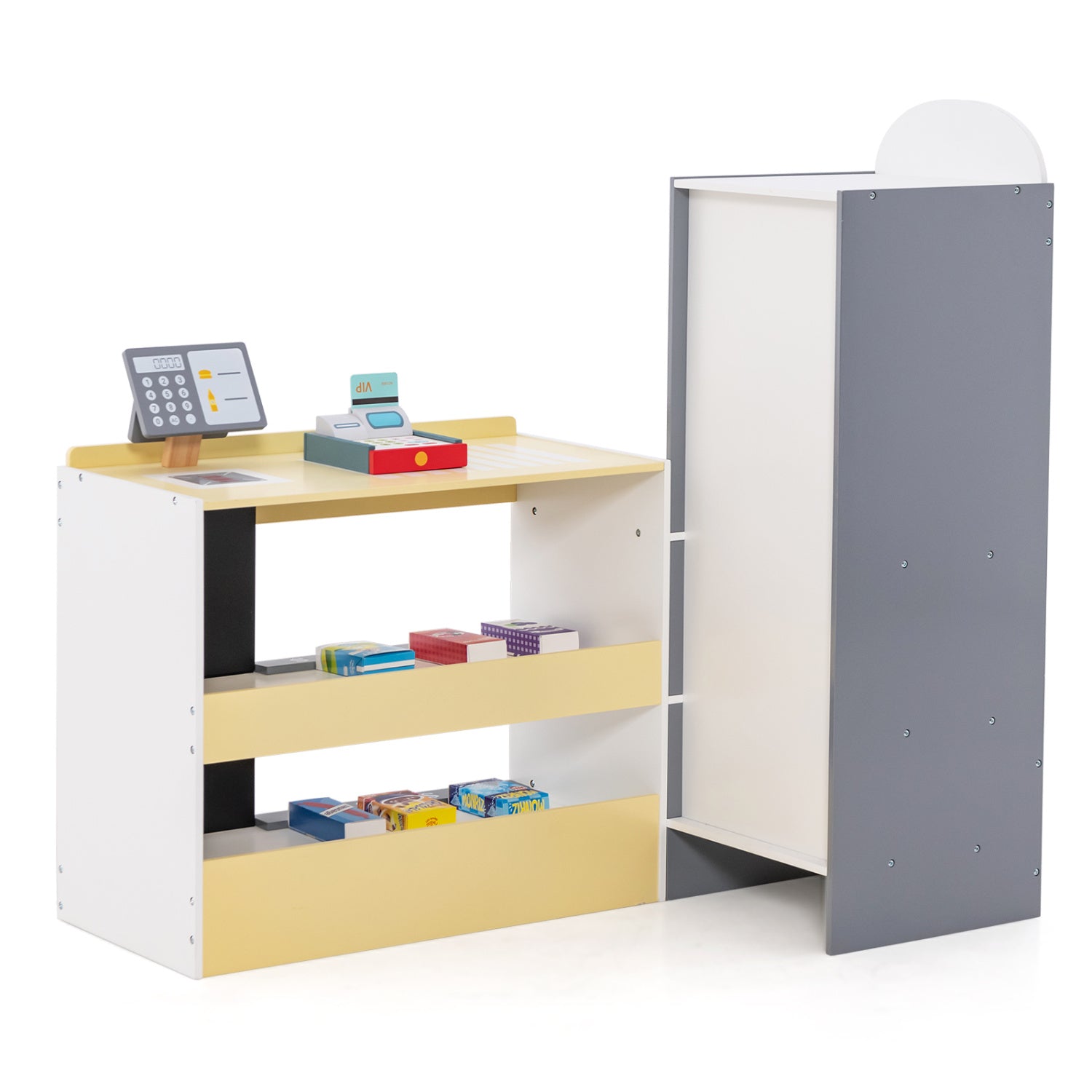 Kids Grocery Store Playset, Cash Register POS Machine, White Play Kitchen Sets White at Gallery Canada