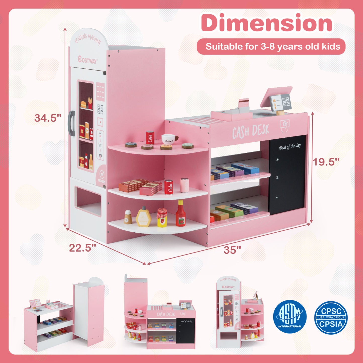 Kids Grocery Store Playset, Pink Play Kitchen Sets at Gallery Canada