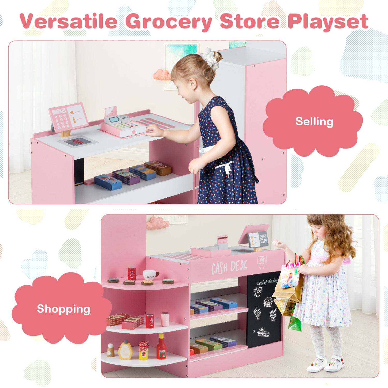 Kids Grocery Store Playset, Pink Play Kitchen Sets at Gallery Canada