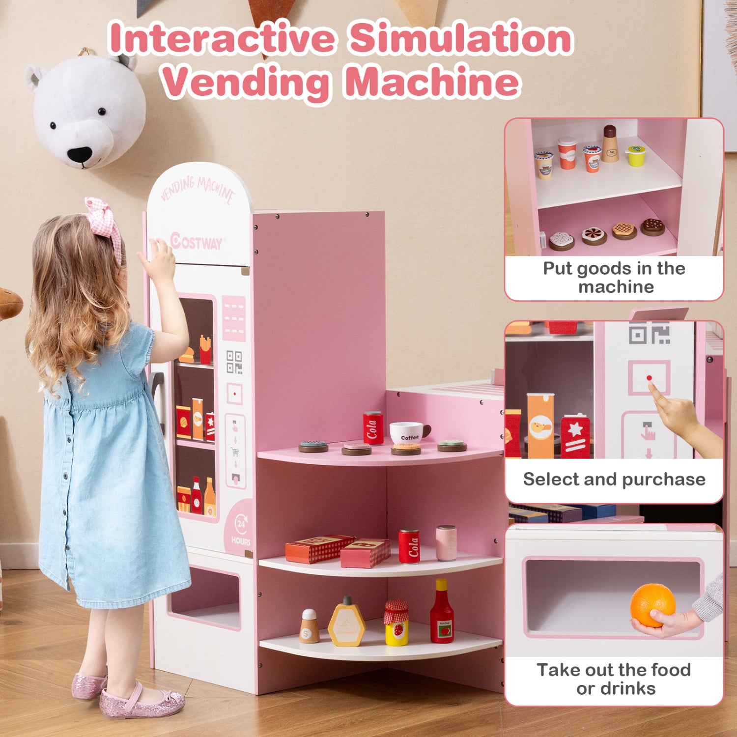 Kids Grocery Store Playset, Pink Play Kitchen Sets at Gallery Canada