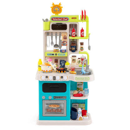 Kids Kitchen Playset Pretend Play Kitchen with Realistic Sounds and Lights, Blue Play Kitchen Sets Blue at Gallery Canada
