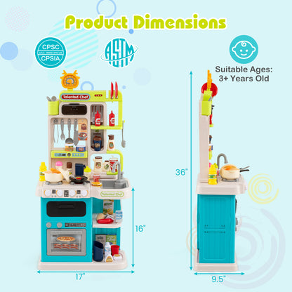 Kids Kitchen Playset Pretend Play Kitchen with Realistic Sounds and Lights, Blue Play Kitchen Sets at Gallery Canada
