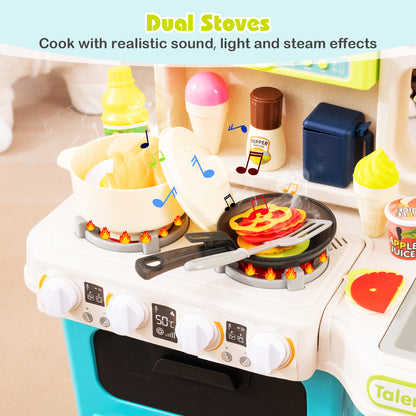 Kids Kitchen Playset Pretend Play Kitchen with Realistic Sounds and Lights, Blue Play Kitchen Sets at Gallery Canada