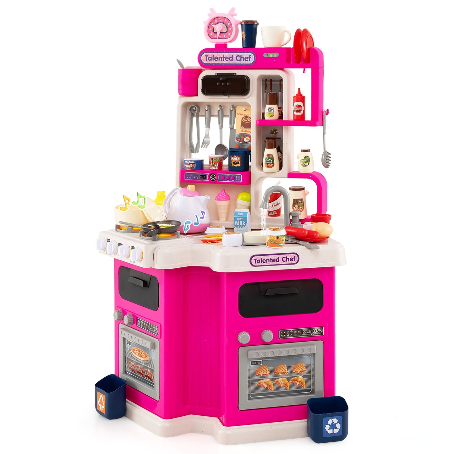 Kids Kitchen Playset Corner Play Kitchen with Realistic Sounds and Lights, Pink Baby & Kids at Gallery Canada