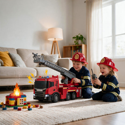 Kids Large Fire Truck Toy, Extendable Ladder, Red Pretend Toys Red at Gallery Canada