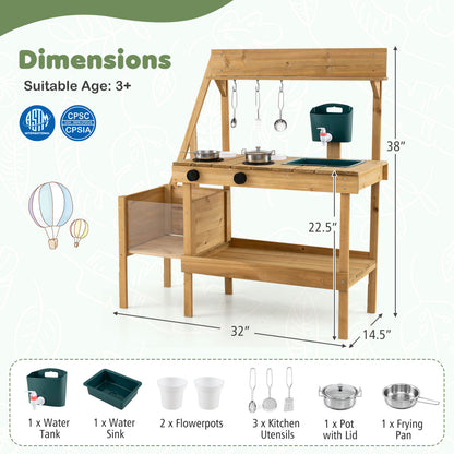 Kids Mud Kitchen Wooden Play Kitchen with Planter Box, Natural Play Kitchen Sets at Gallery Canada