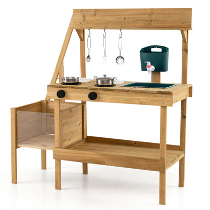 Kids Mud Kitchen Wooden Play Kitchen with Planter Box, Natural Play Kitchen Sets at Gallery Canada