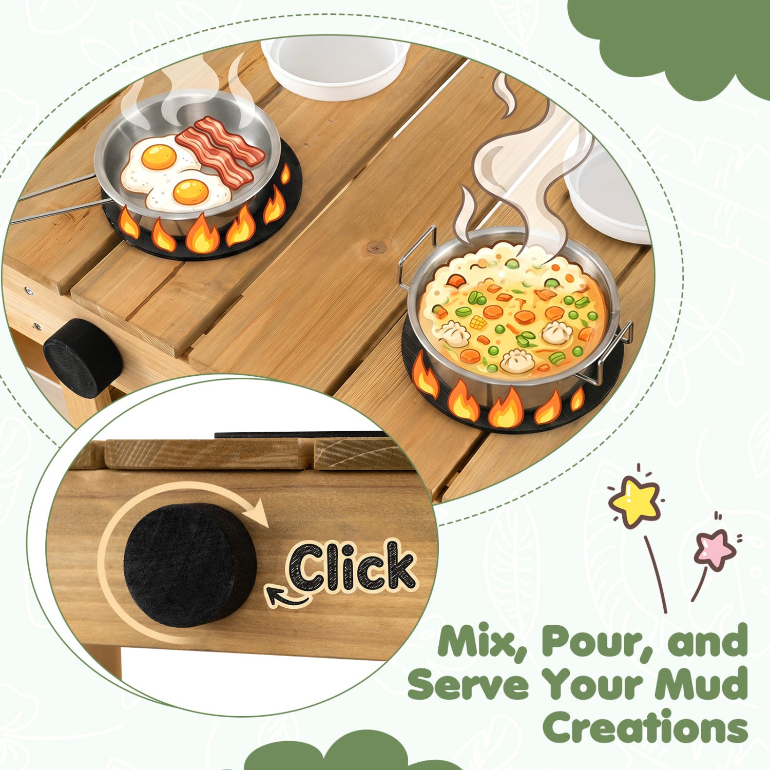 Kids Mud Kitchen Wooden Play Kitchen with Planter Box, Natural Play Kitchen Sets at Gallery Canada