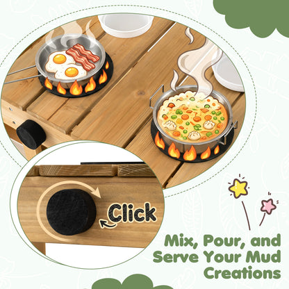Kids Mud Kitchen Wooden Play Kitchen with Planter Box, Natural Play Kitchen Sets at Gallery Canada