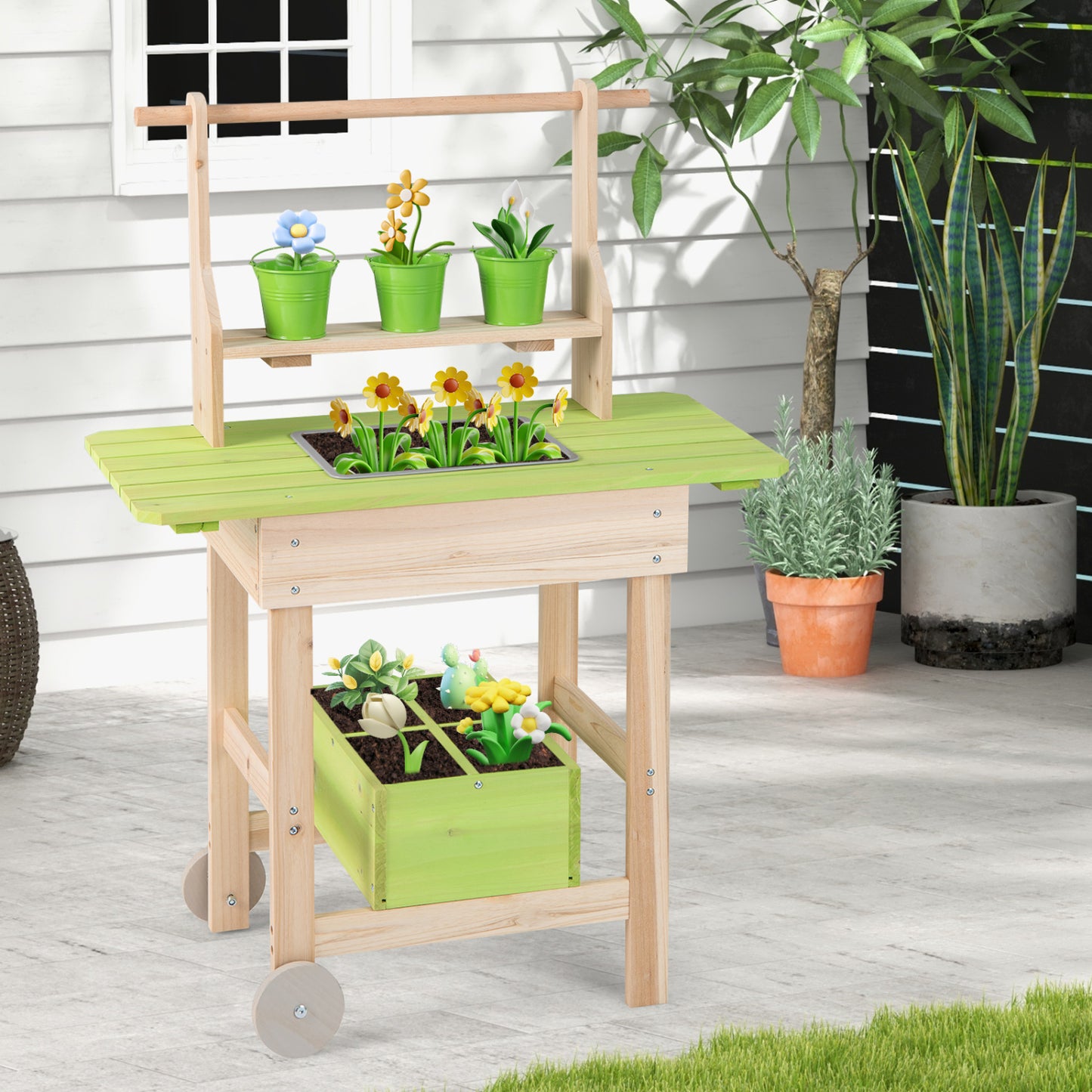 Kids Mud Kitchen With Removable Pots, Watering Can, Planting Trough Play Kitchen Sets at Gallery Canada