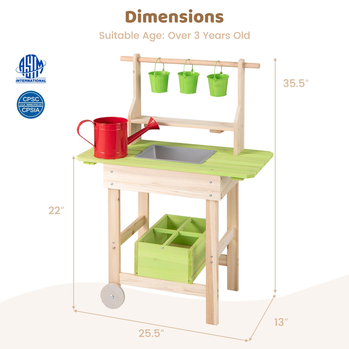 Kids Mud Kitchen With Removable Pots, Watering Can, Planting Trough Play Kitchen Sets at Gallery Canada