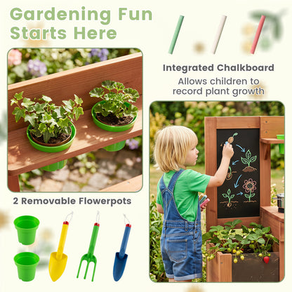 Kids Mud Kitchen With Planter Box, Sink, 13 Accessories, Natural Play Kitchen Sets at Gallery Canada
