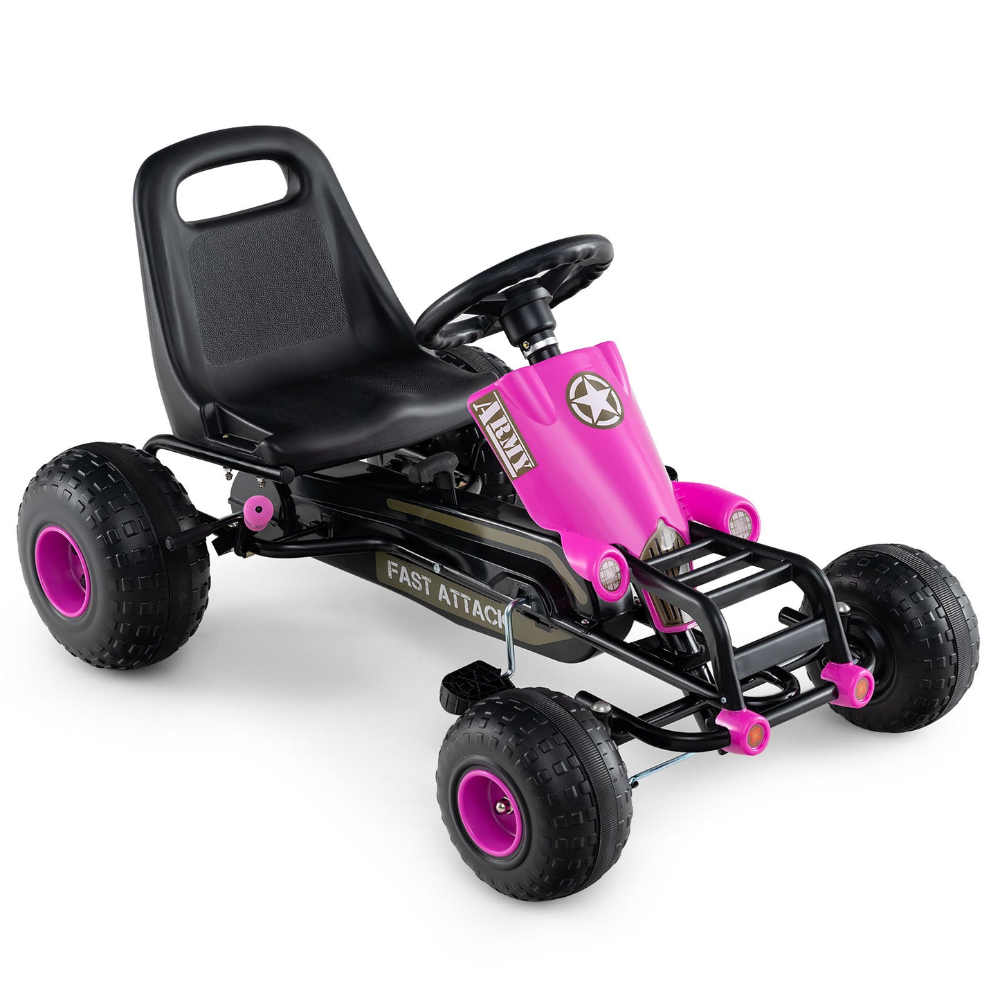 Kids Pedal Go Kart with Steering Wheel and Gear Shifter and Handbrake, Pink Push & Pedal Ride On Toys Pink at Gallery Canada