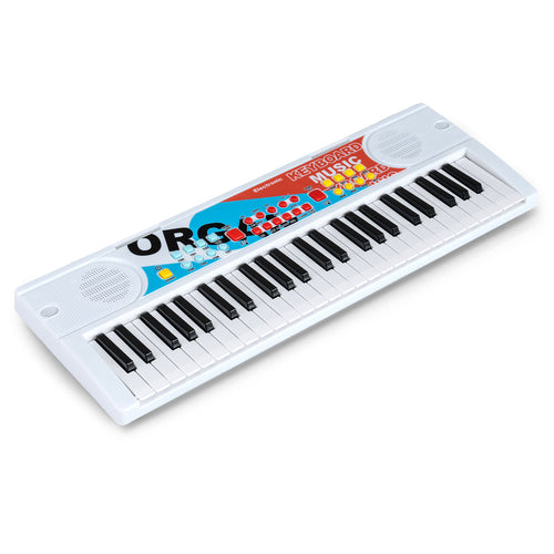 49 Keys Portable Electric Keyboard Piano, 8 Rhythms 8 Tones, White