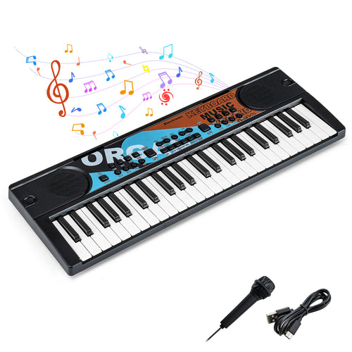 49 Keys Portable Electric Keyboard Piano, 8 Rhythms 8 Tones, Black