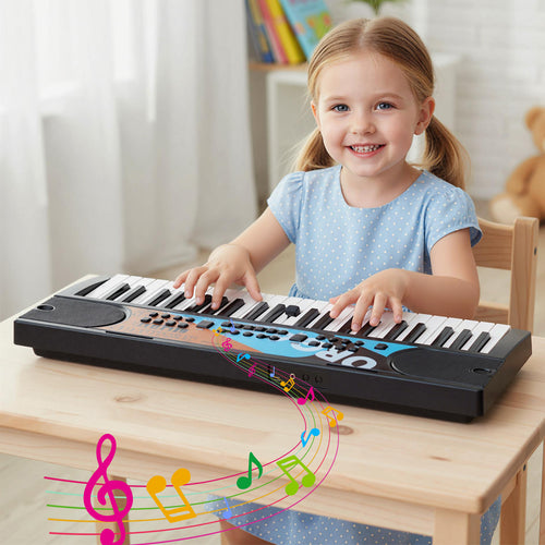 49 Keys Portable Electric Keyboard Piano, 8 Rhythms 8 Tones, Black