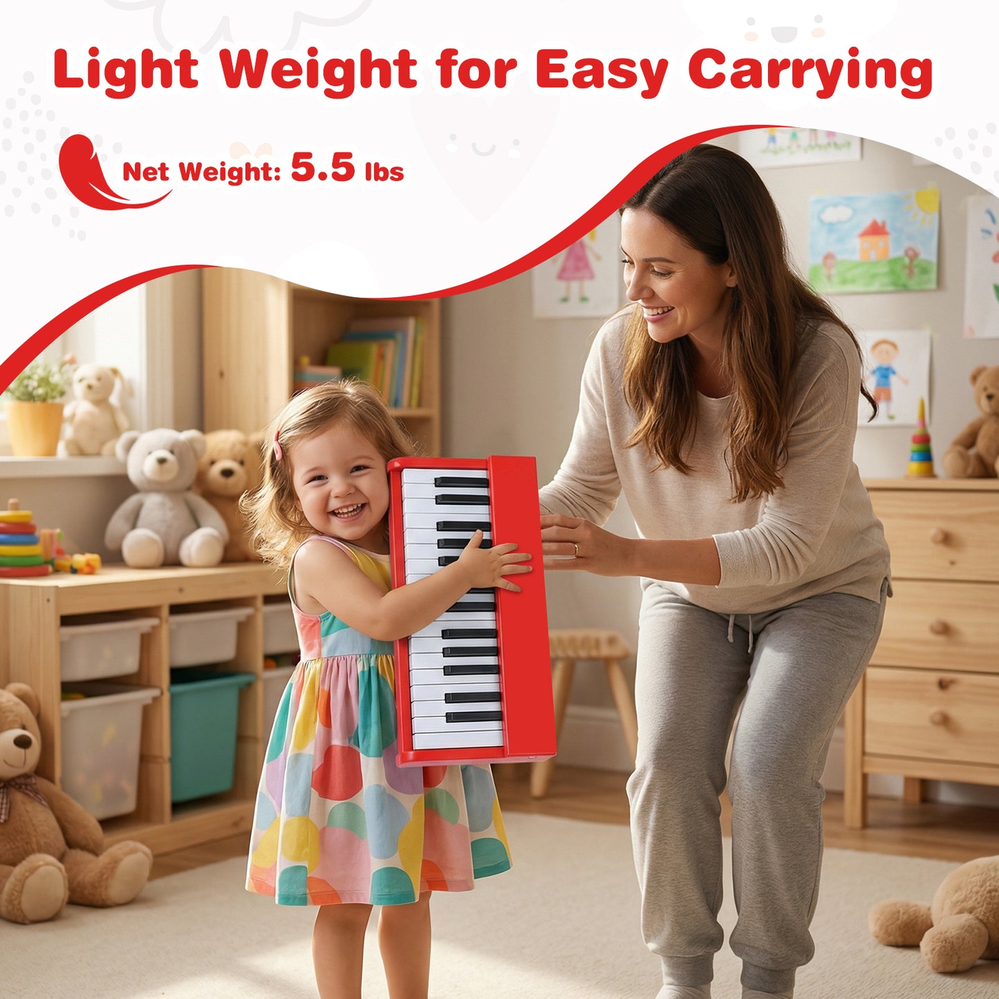 Kids Piano Keyboard 30 Keys Digital Piano with Music Stand for 3+ Years Old Beginners, Red Pianos & Keyboards at Gallery Canada