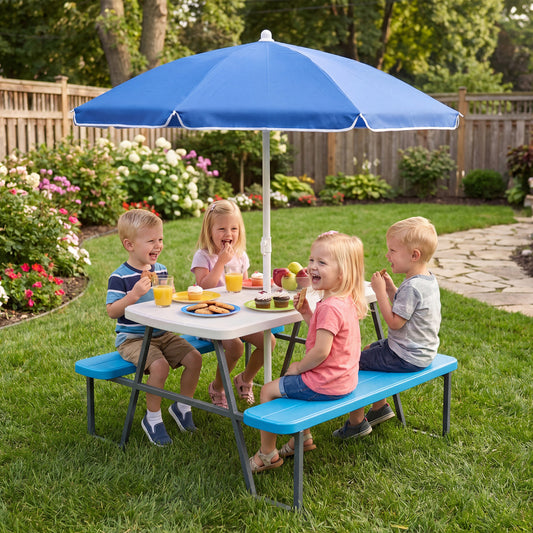 Kids Picnic Table with Benches, Blue Kids Table & Chair Sets Blue at Gallery Canada