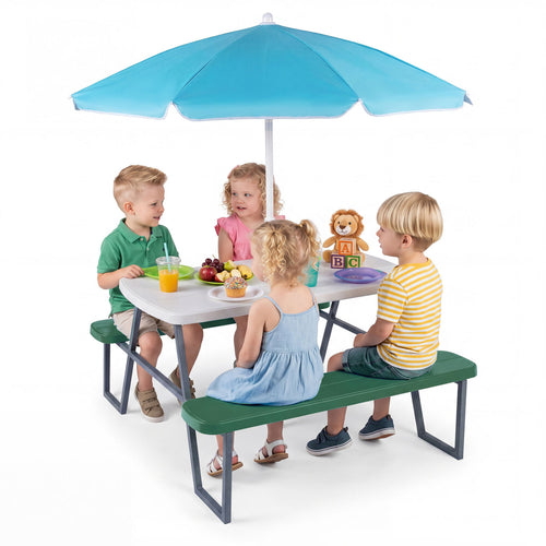 Kids Picnic Table with Benches, Green