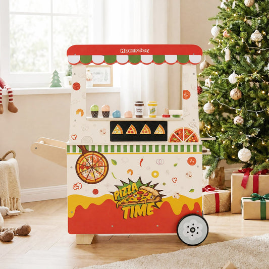 Kids Wooden Pizza Truck Play Cart with Oven, Red Play Kitchen Sets Red at Gallery Canada