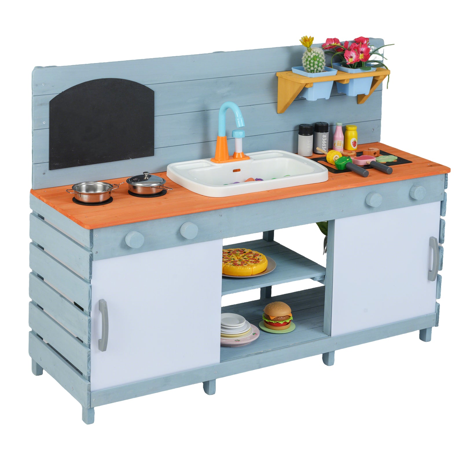 Kids Play Kitchen Set, For Ages 3-8, Blue Play Kitchen Sets Blue at Gallery Canada