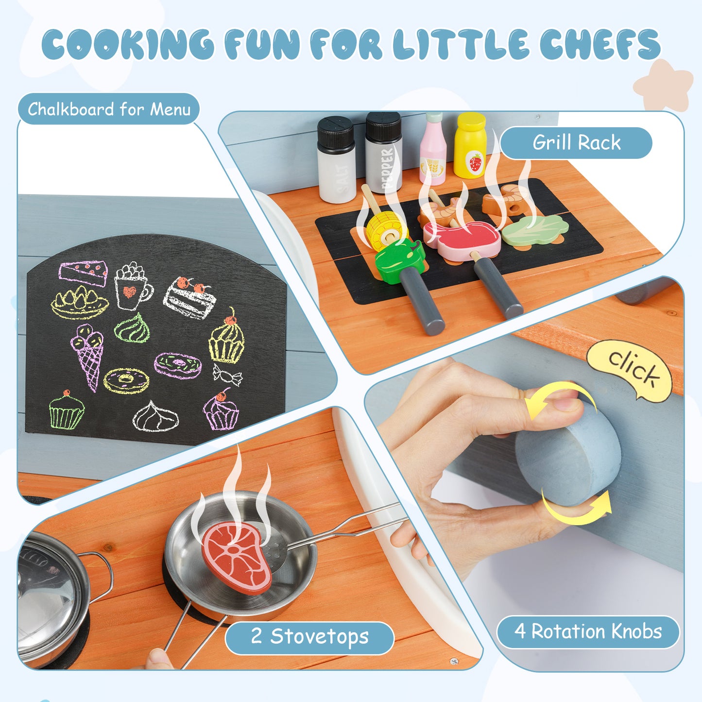 Kids Play Kitchen Set, For Ages 3-8, Blue Play Kitchen Sets at Gallery Canada