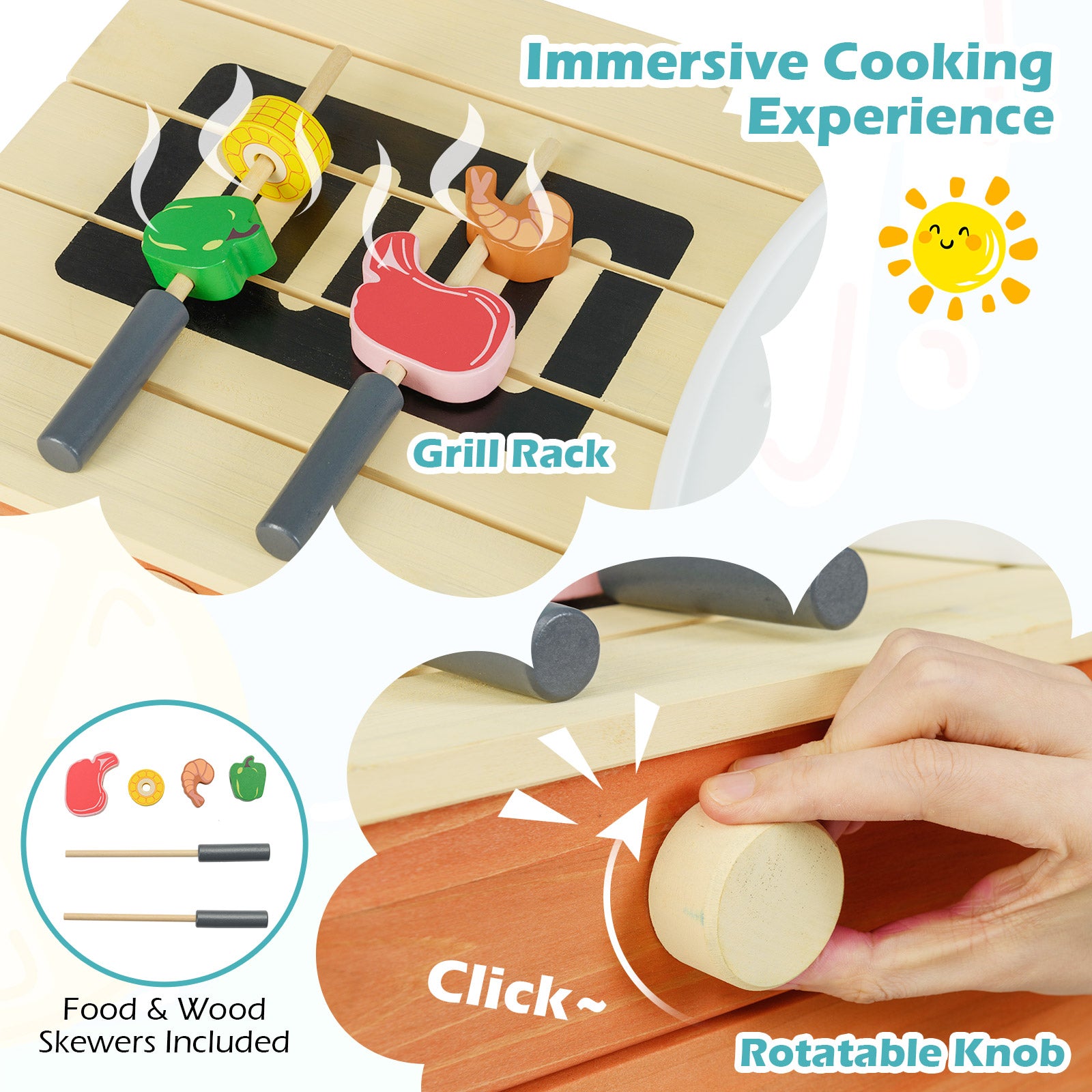 Kids Wooden Play Kitchen Set, Chef Pretend Mud Kitchen, Multicolor Play Kitchen Sets at Gallery Canada