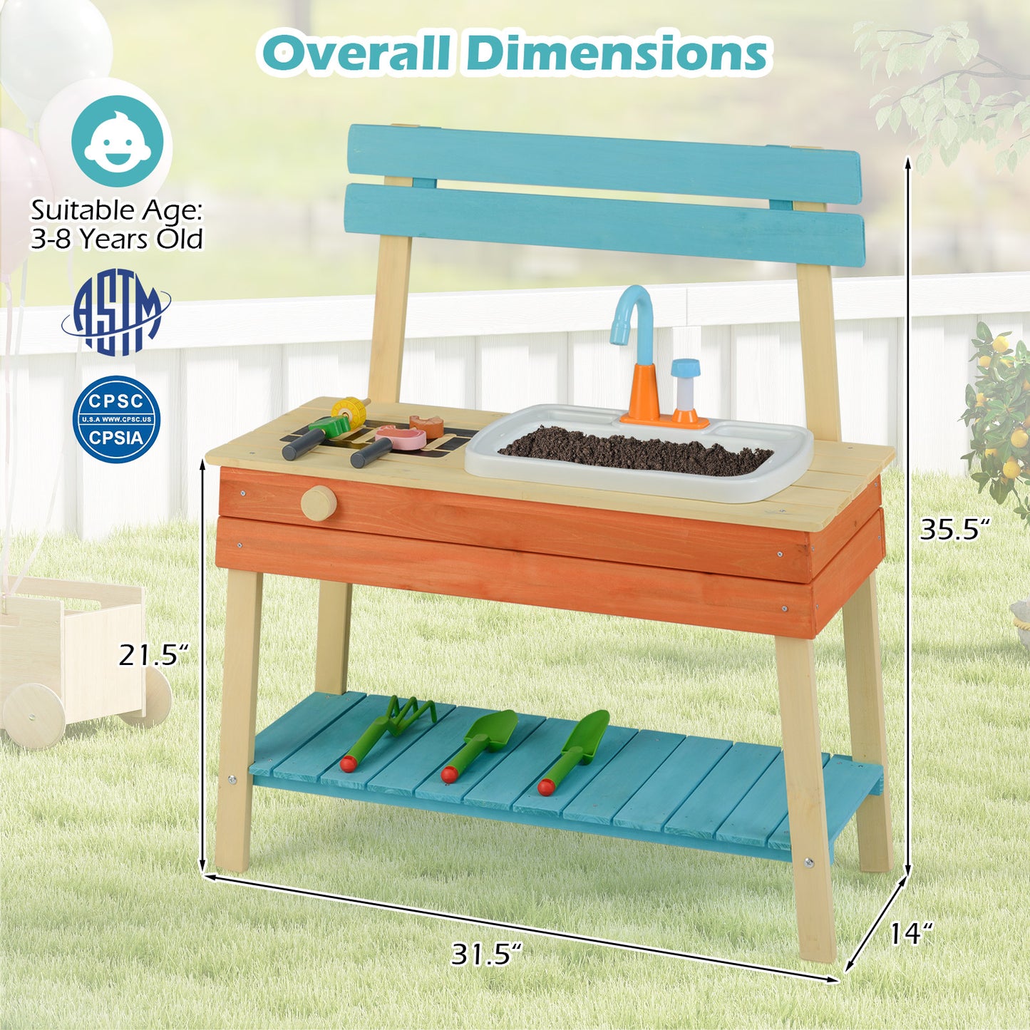 Kids Wooden Play Kitchen Set, Chef Pretend Mud Kitchen, Multicolor Play Kitchen Sets at Gallery Canada