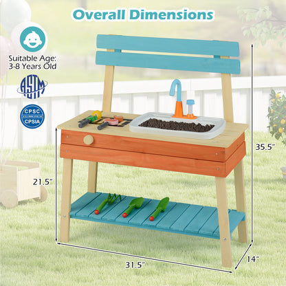 Kids Wooden Play Kitchen Set, Chef Pretend Mud Kitchen, Multicolor Play Kitchen Sets at Gallery Canada
