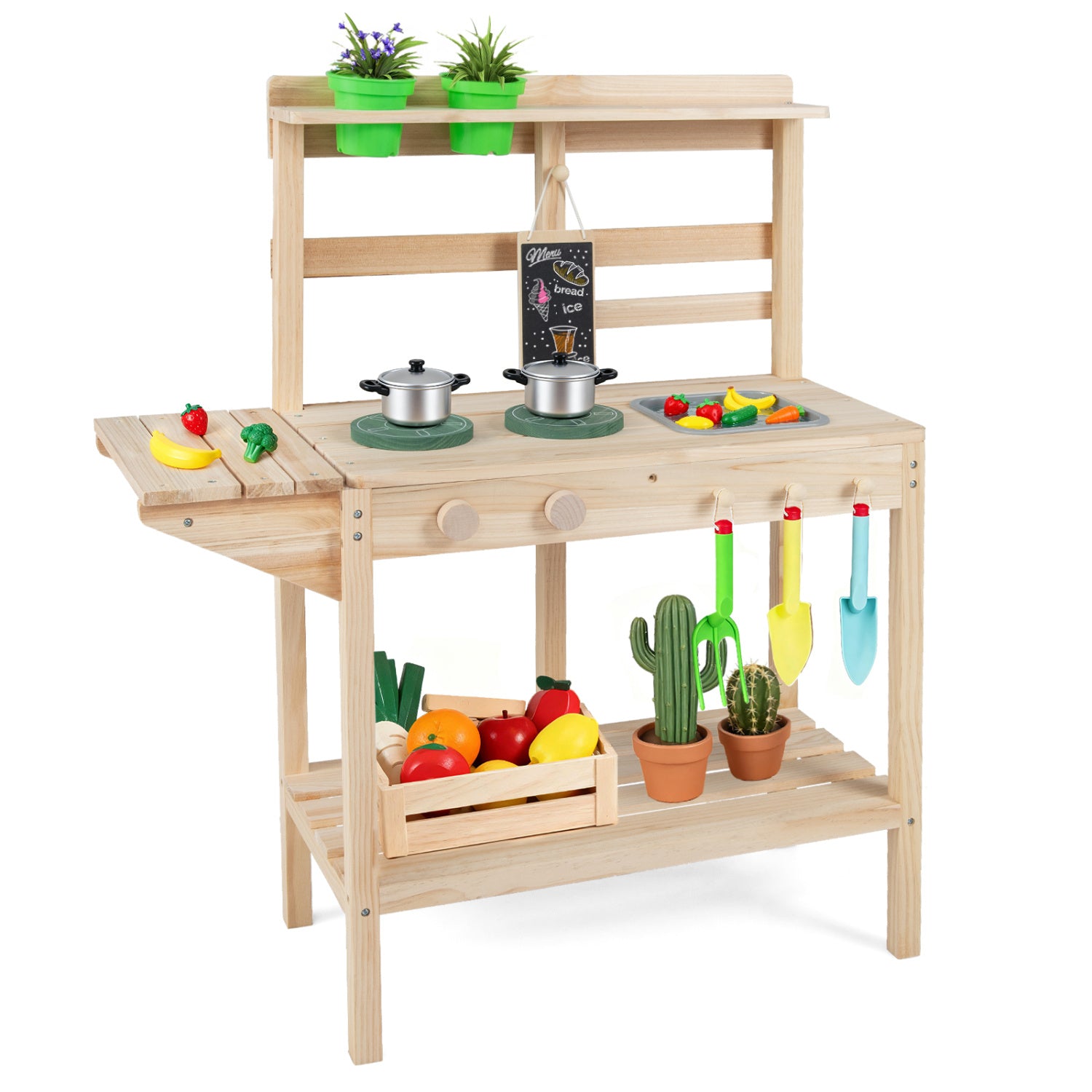 Wooden Kids Play Kitchen Set with Stoves, 3+, Natural Play Kitchen Sets at Gallery Canada