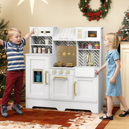 Kids Play Kitchen with Stoves and Faucet for Girls Boys Aged 3-6, White Play Kitchen Sets at Gallery Canada