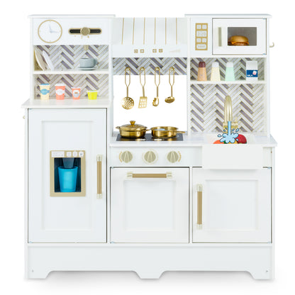 Kids Play Kitchen with Stoves and Faucet for Girls Boys Aged 3-6, White Play Kitchen Sets White at Gallery Canada