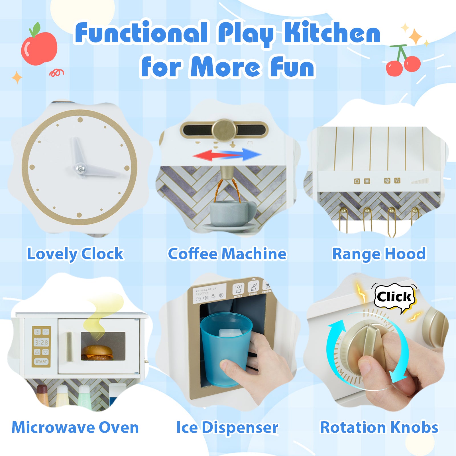 Kids Play Kitchen with Stoves and Faucet for Girls Boys Aged 3-6, White Play Kitchen Sets at Gallery Canada