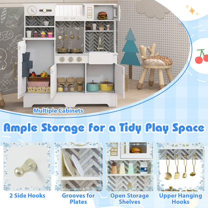 Kids Play Kitchen with Stoves and Faucet for Girls Boys Aged 3-6, White Play Kitchen Sets at Gallery Canada