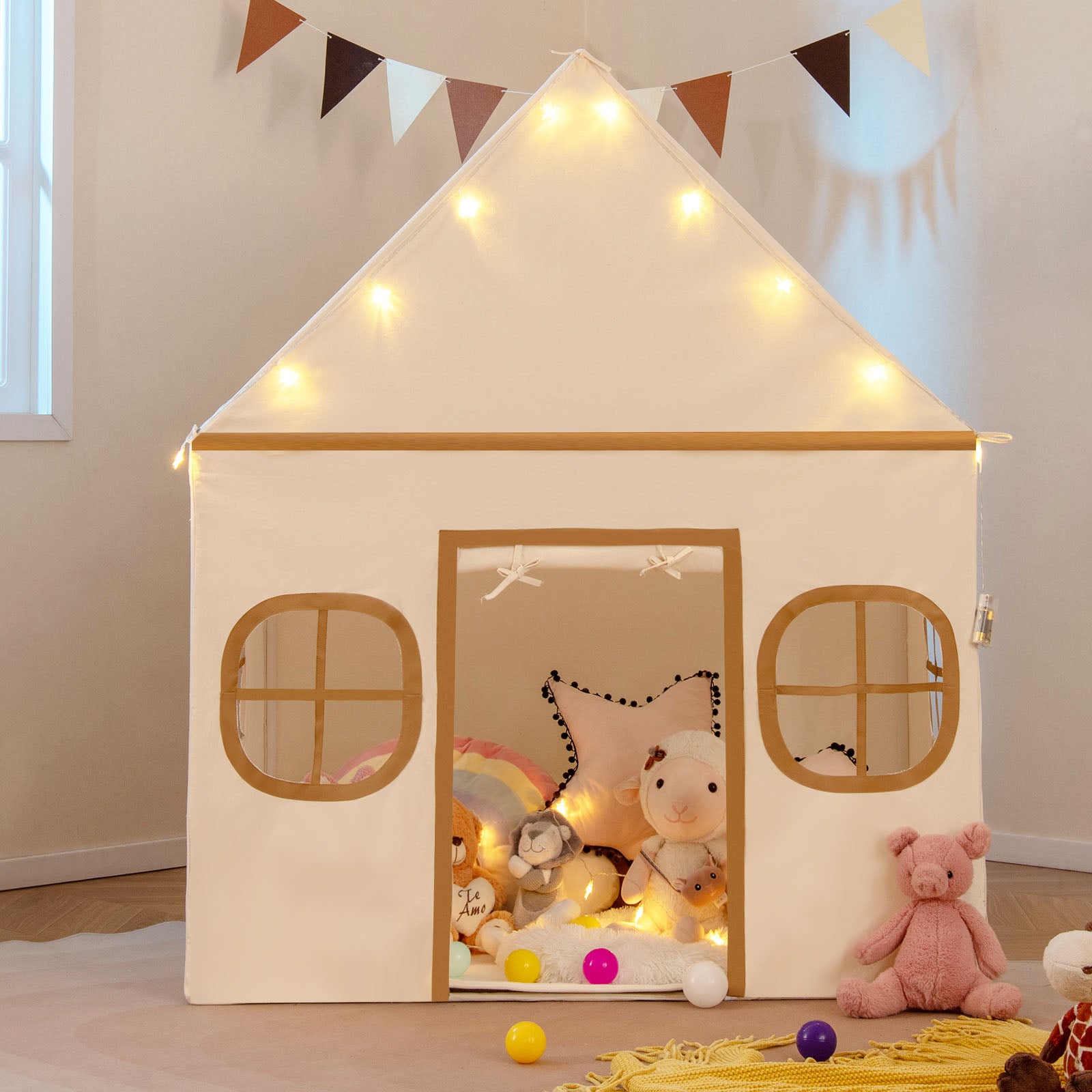 Kids Play Tent Large, Door Curtain, Windows Star Lights, Coffee Play Tents & Playhouse at Gallery Canada