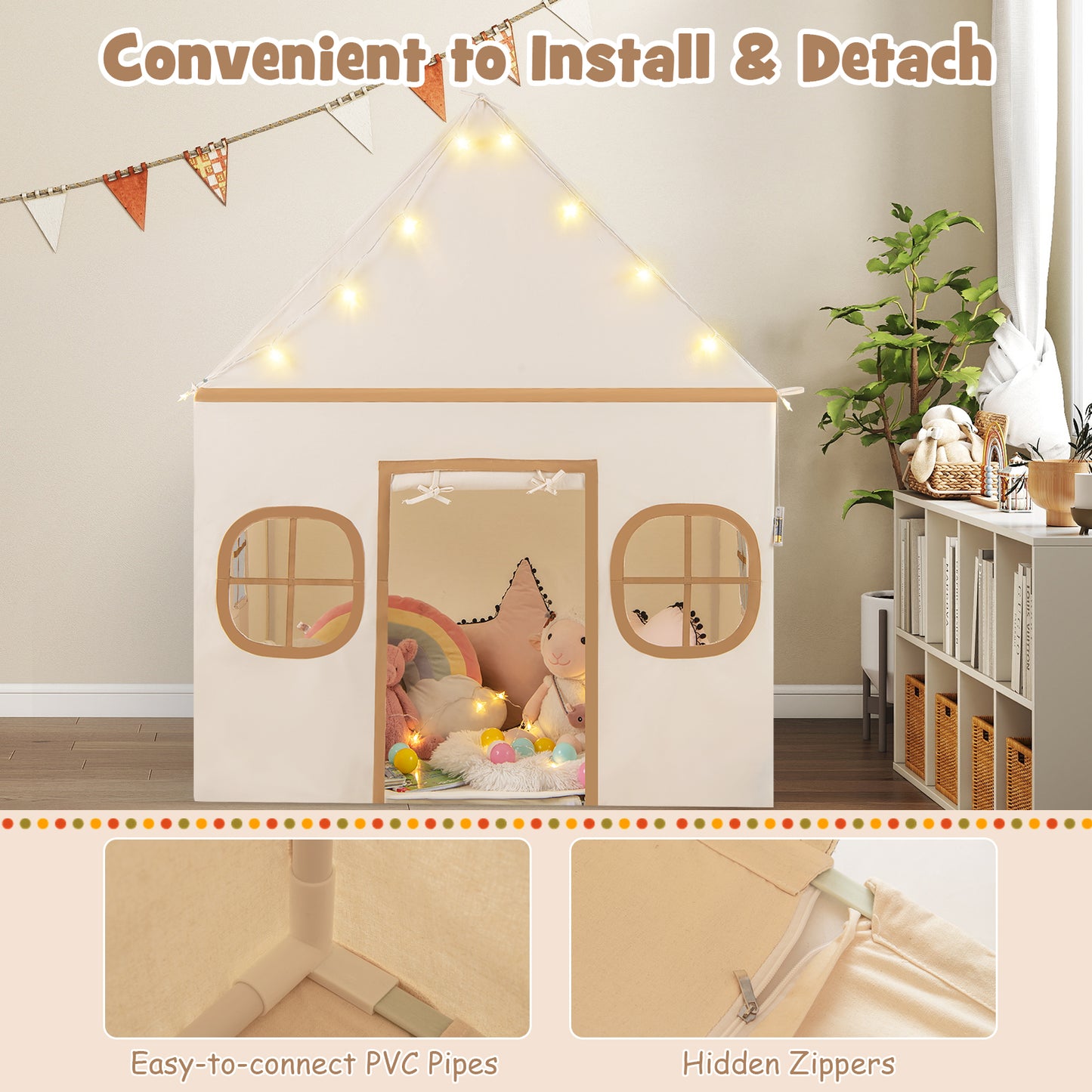 Kids Play Tent Large, Door Curtain, Windows Star Lights, Coffee Play Tents & Playhouse at Gallery Canada