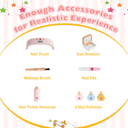 Kids Pretend Nail Salon Playset With Chair, Stool, Makeup Kit, Pink Kids Vanities at Gallery Canada