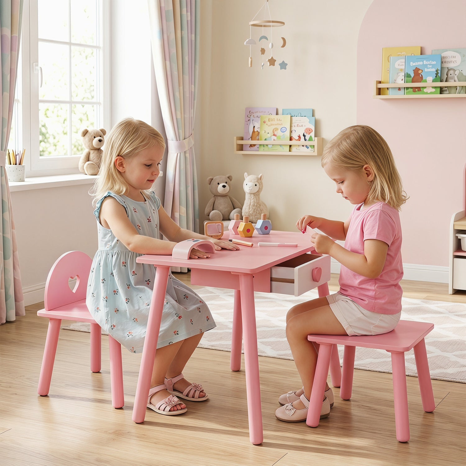 Kids Pretend Nail Salon Playset, Wooden Makeup, Pink Play Kitchen Sets at Gallery Canada