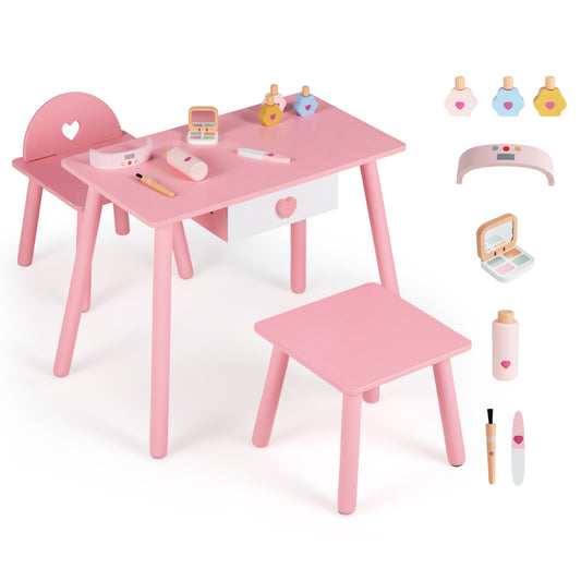 Kids Pretend Nail Salon Playset, Wooden Makeup, Pink Play Kitchen Sets Pink at Gallery Canada