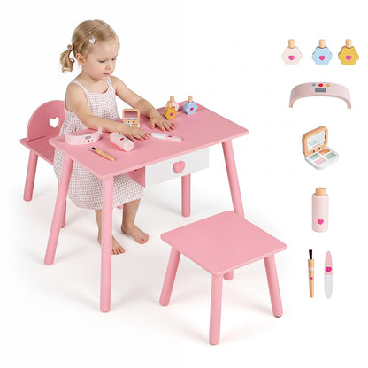 Kids Pretend Nail Salon Playset, Wooden Makeup, Pink Play Kitchen Sets at Gallery Canada