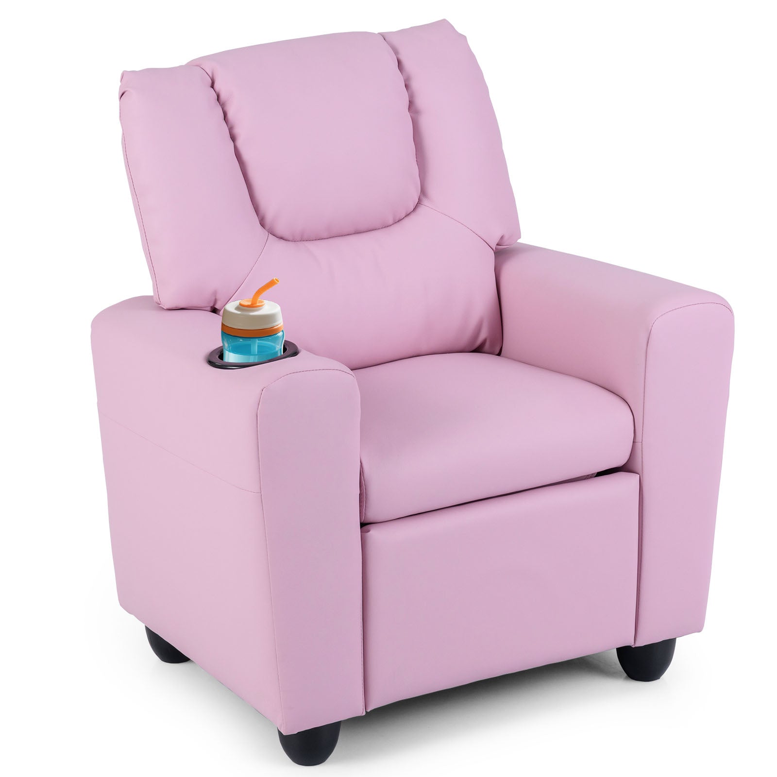 Kids Recliner Chair, Push Back Toddler Armchair With Cup Holder, Pink Kids Chairs & Seating Pink at Gallery Canada