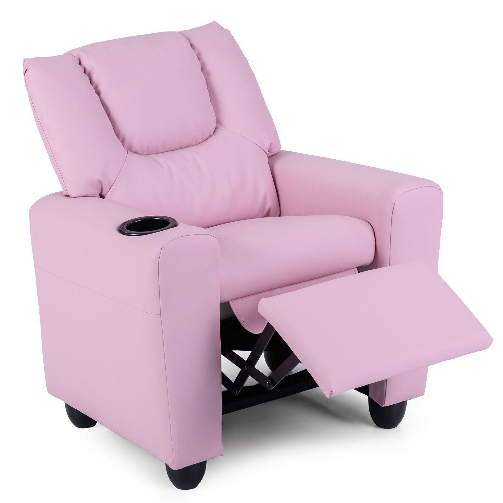 Kids Recliner Chair, Push Back Toddler Armchair With Cup Holder, Pink Kids Chairs & Seating at Gallery Canada